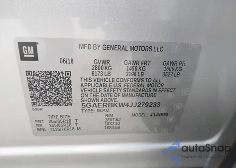 2018 Buick Enclave Essence z USA, uszkodzony, nr VIN 5GAERBKW4JJ279233